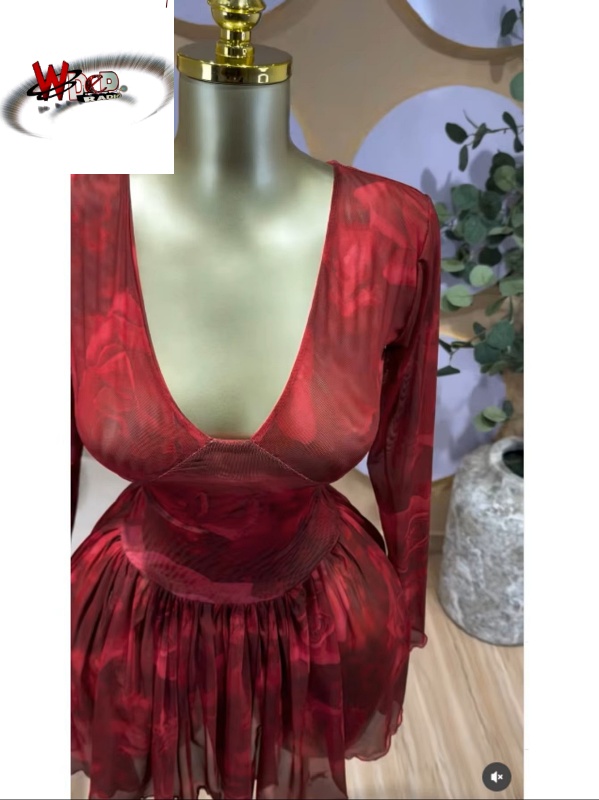 V-neck Corset Lace Up Fit and Flare Mesh A-line Dress - Image 5
