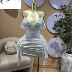 Cold Shoulder Strap Sleeveless Ruffles Bodycon Mini Dress