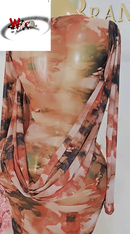 Tie Dye Print Bodycon Stacked Ruched Mermaid Maxi Dress - Image 3
